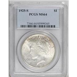 1925-S S$1 MS64 PCGS. The lustrous fields have speckle 