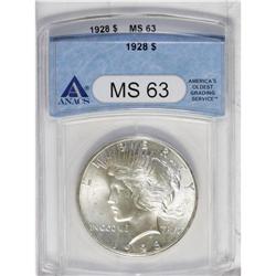 1928 S$1 MS63 ANACS. Ice-blue and tan tints enrich thi 