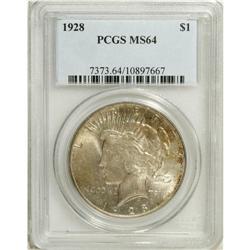 1928 S$1 MS64 PCGS. Occasional splashes of olive-tan a 