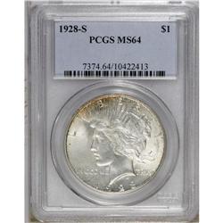 1928-S S$1 MS64 PCGS. A well struck near-Gem that has 