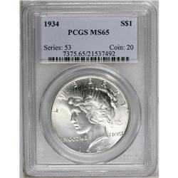 1934 S$1 MS65 PCGS. A flashy, brilliant Gem that has s 