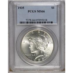 1935 S$1 MS66 PCGS. Subtle hints of rose and gold keep 