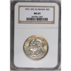 1921 50C Alabama 2x2 MS65 NGC. The highly lustrous sur 