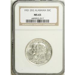 1921 50C Alabama 2x2 MS65 NGC. Bright luster radiates 