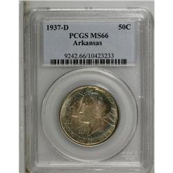 1937-D 50C Arkansas MS66 PCGS. Swaths of gold-gray and 