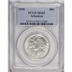 1939 50C Arkansas MS65 PCGS. An essentially untoned Ge 
