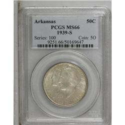 1939-S 50C Arkansas MS66 PCGS. Thin tan toning envelop 