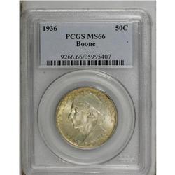 1936 50C Boone MS66 PCGS. Deep mustard-gold toning at 