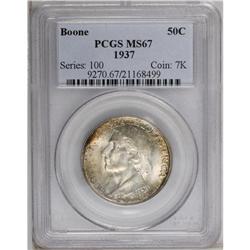 1937 50C Boone MS67 PCGS. Highly lustrous and sharply 