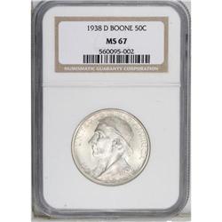 1938-D 50C Boone MS67 NGC. A rather satiny Superb Gem, 