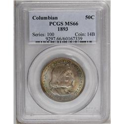 1893 50C Columbian MS66 PCGS. Iridescent violet, gold, 