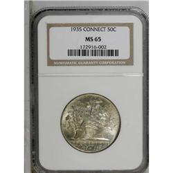 1935 50C Connecticut MS65 NGC. A satiny Gem that has p 