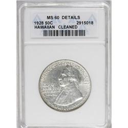 1928 50C Hawaiian--Cleaned--ANACS. MS60 Details. No tr 