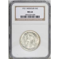 1921 50C Missouri MS64 NGC. Choice and highly lustrous 