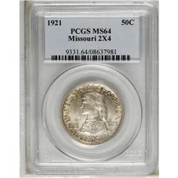 1921 50C Missouri 2x4 MS64 PCGS. A lustrous piece, gra 