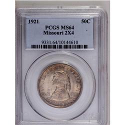 1921 50C Missouri 2x4 MS64 PCGS. Medium orange-brown t 