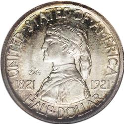 1921 50C Missouri 2x4 MS65 NGC. Booming luster bathes 