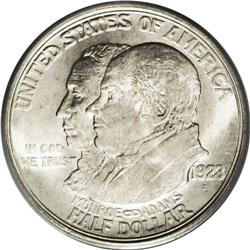 1923-S 50C Monroe MS65 PCGS. Bright, frosty surfaces a 