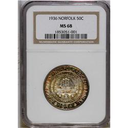 1936 50C Norfolk MS68 NGC. Lustrous with rich orange a 