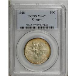 1928 50C Oregon MS67 PCGS. Deep mustard-orange patina 