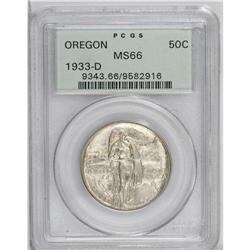 1933-D 50C Oregon MS66 PCGS. A sharply struck Gem, lus 