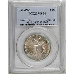 1915-S/S 50C Panama-Pacific MS64 PCGS. A shimmering an 
