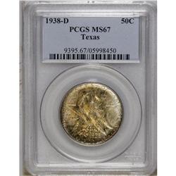 1938-D 50C Texas MS67 PCGS. Streaky yellow-orange appe 