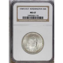 1949-D 50C Booker T. Washington MS67 NGC. Sharply stru 