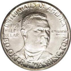 1951-D 50C Booker T. Washington MS67 PCGS. Fully struc 