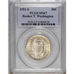 1951-S 50C Booker T. Washington MS67 PCGS. One of just 