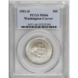 1951-D 50C Washington-Carver MS66 PCGS. Light almond-g 