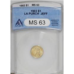 1903 G$1 Louisiana Purchase/Jefferson MS63 ANACS. A ni 