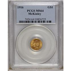 1916 G$1 McKinley MS64 PCGS. The reverse is partially 
