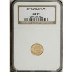 1917 G$1 McKinley MS64 NGC. A lustrous and well struck 