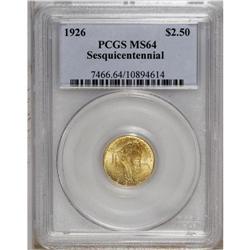 1926 $2 1/2 Sesquicentennial MS64 PCGS. Highly lustrou 