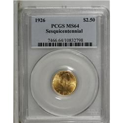 1926 $2 1/2 Sesquicentennial MS64 PCGS. This orange-go 