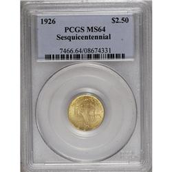 1926 $2 1/2 Sesquicentennial MS64 PCGS. Frosty in fini 
