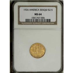 1926 $2 1/2 Sesquicentennial MS64 NGC. Gold-orange wit 