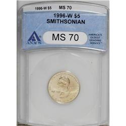 1996-W G$5 Smithsonian Gold Five Dollar MS70 ANACS. A 