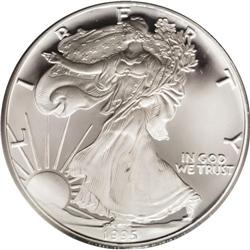 1995-W S$1 Silver Eagle PR69 Deep Cameo PCGS. A magnif 