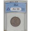 Image 1 : 1847 1C Hawaii Cent AU58 ANACS. 2-CC2, the most common 