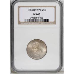 1883 25C Hawaii Quarter MS65 NGC. Nicely struck with t 