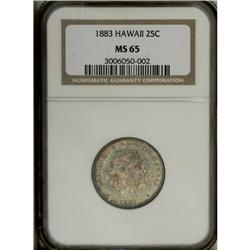 1883 25C Hawaii Quarter MS65 NGC. Dappled emerald, red 