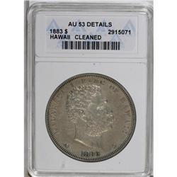 1883 S$1 Hawaii Dollar--Cleaned--ANACS. AU53 Details. 