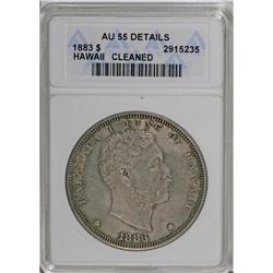 1883 S$1 Hawaii Dollar--Cleaned--ANACS. AU55 Details. 
