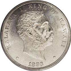 1883 S$1 Hawaii Dollar MS62 PCGS. Essentially untoned 