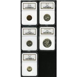 1941 1C Proof Set PR62 to PR66 NGC. The set includes: 