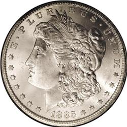 1885-CC S$1 GSA HOARD MS65 NGC. This is a frosty Gem w 