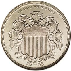 1866 5C Shield Five Cents, Judd-489, Pollock-577, Low 