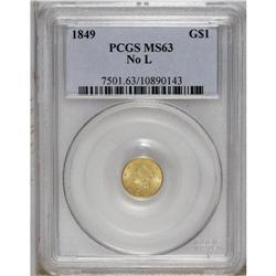1849 G$1 No L MS63 PCGS. Solidly struck with attractiv 
